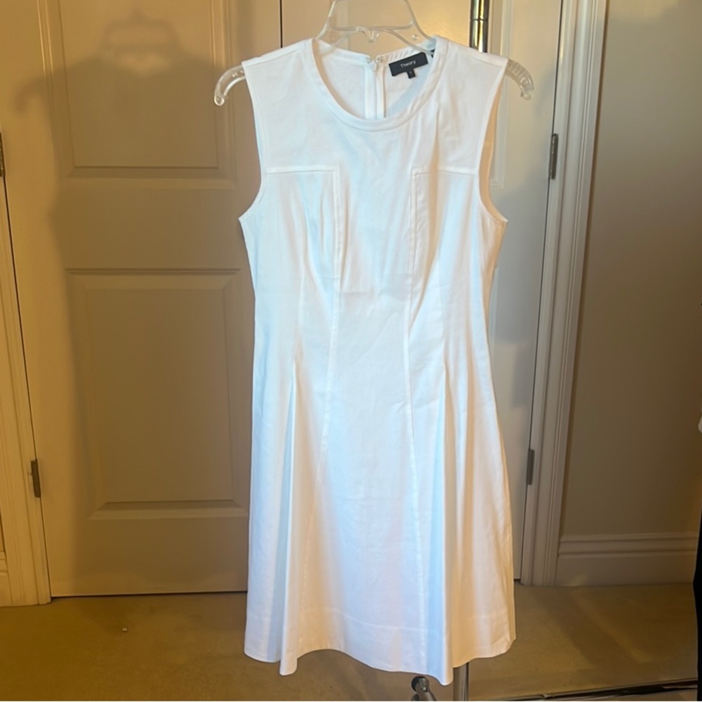 NWOT Theory White Linen Sleeveless Midi Dress
